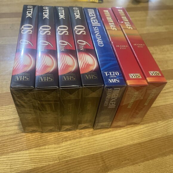 8 New Blank VHS Video Tapes 6 Hour Mr Sealed TDK T-120 min QS Premium Maxell VCR - Picture 2 of 16